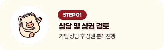 STEP 01 상담 및 상권 검토 가맹 상담 후 상권 분석진행